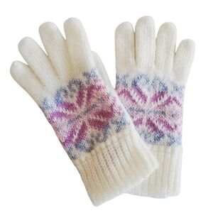 AC01 * Aris Acrylic Mittens White Pink Purple One Size